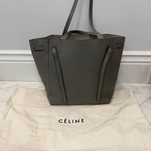 Celine Leather Cabas Phantom w/Belt Medium Grey - Picture 1 of 15